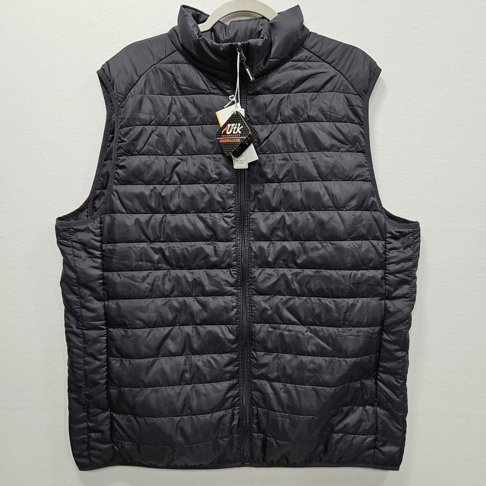 Core 365 Prevail Men L Carbon Black Packable Puffer Vest Warm Logik Water Resist